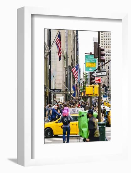 Crowds of shoppers on 5th Avenue, Manhattan, New York City, United States of America, North America-Fraser Hall-Framed Photographic Print