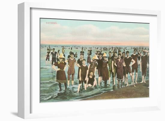 Crowds of Vintage Bathers-null-Framed Art Print