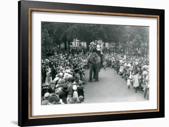 Crowds of Visitors Watch an Elephant Ride at London Zoo, August Bank Holiday,1922-Frederick William Bond-Framed Photographic Print