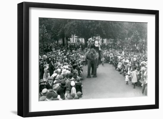 Crowds of Visitors Watch an Elephant Ride at London Zoo, August Bank Holiday,1922-Frederick William Bond-Framed Photographic Print