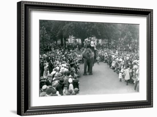 Crowds of Visitors Watch an Elephant Ride at London Zoo, August Bank Holiday,1922-Frederick William Bond-Framed Photographic Print