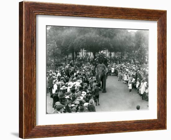 Crowds of Visitors Watch an Elephant Ride at London Zoo, August Bank Holiday, 1922-Frederick William Bond-Framed Photographic Print