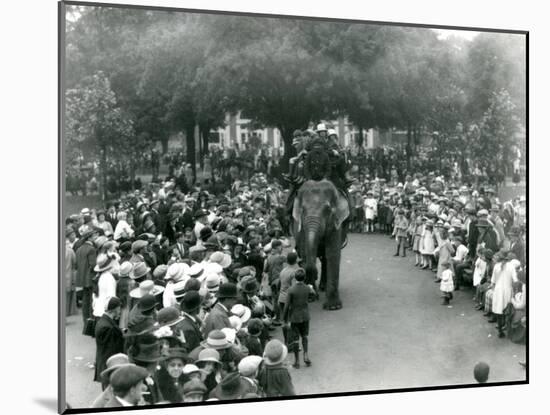 Crowds of Visitors Watch an Elephant Ride at London Zoo, August Bank Holiday, 1922-Frederick William Bond-Mounted Photographic Print