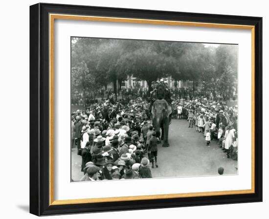 Crowds of Visitors Watch an Elephant Ride at London Zoo, August Bank Holiday, 1922-Frederick William Bond-Framed Photographic Print