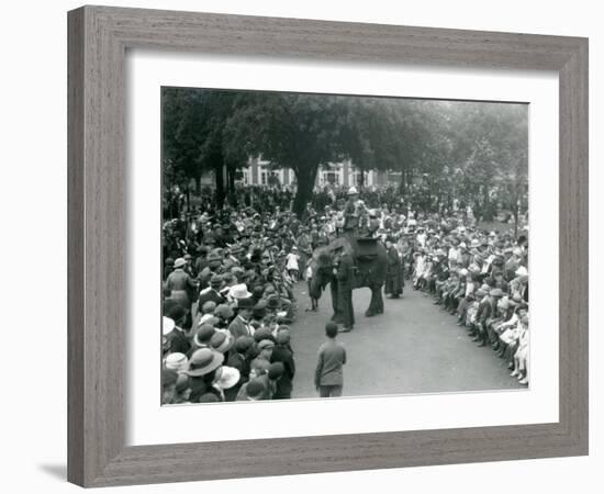 Crowds of Visitors Watch an Elephant Ride at London Zoo, August Bank Holiday, 1922-Frederick William Bond-Framed Photographic Print