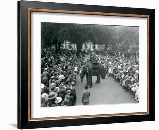 Crowds of Visitors Watch an Elephant Ride at London Zoo, August Bank Holiday, 1922-Frederick William Bond-Framed Photographic Print