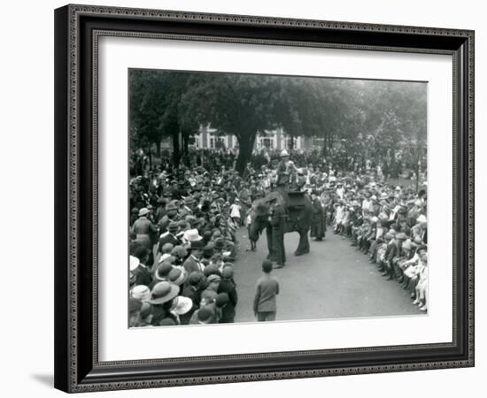 Crowds of Visitors Watch an Elephant Ride at London Zoo, August Bank Holiday, 1922-Frederick William Bond-Framed Photographic Print