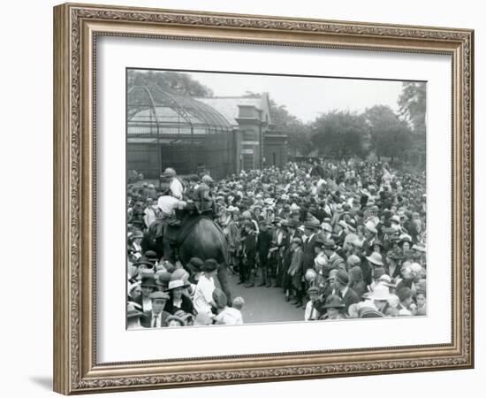 Crowds of Visitors Watch an Elephant Ride at London Zoo, August Bank Holiday, 1922-Frederick William Bond-Framed Photographic Print