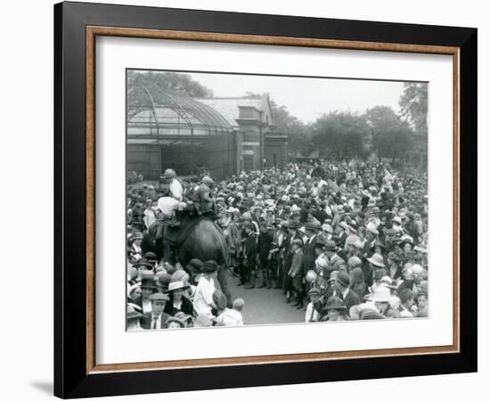 Crowds of Visitors Watch an Elephant Ride at London Zoo, August Bank Holiday, 1922-Frederick William Bond-Framed Photographic Print