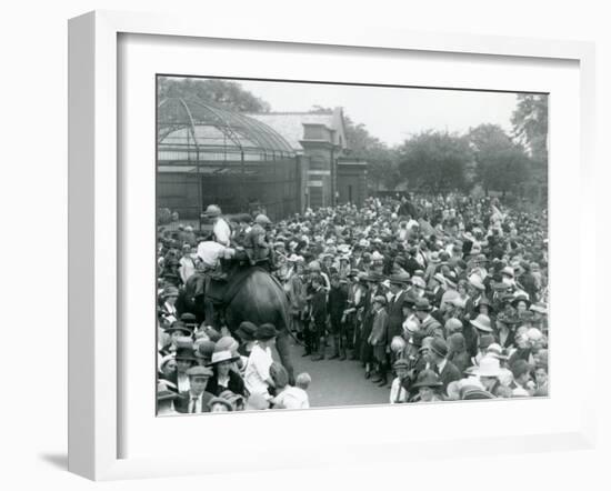 Crowds of Visitors Watch an Elephant Ride at London Zoo, August Bank Holiday, 1922-Frederick William Bond-Framed Photographic Print