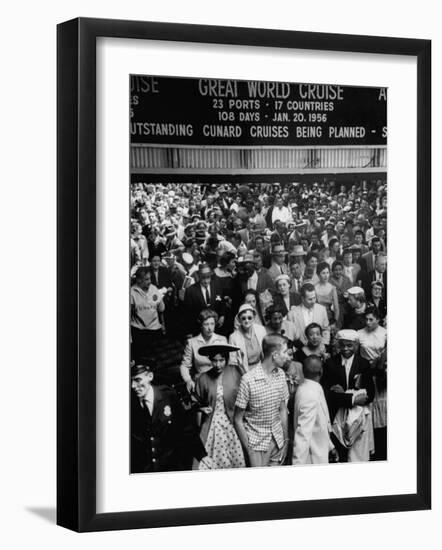 Crowds on Cunard Piers Waiting for Queen Elizabeth, Overhead View, Crowded Waiting Room-Ralph Morse-Framed Photographic Print