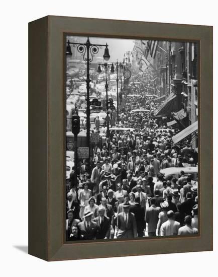 Crowds on Midtown Stretch of Fifth Avenue at Lunch Hour-Andreas Feininger-Framed Premier Image Canvas