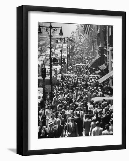 Crowds on Midtown Stretch of Fifth Avenue at Lunch Hour-Andreas Feininger-Framed Photographic Print