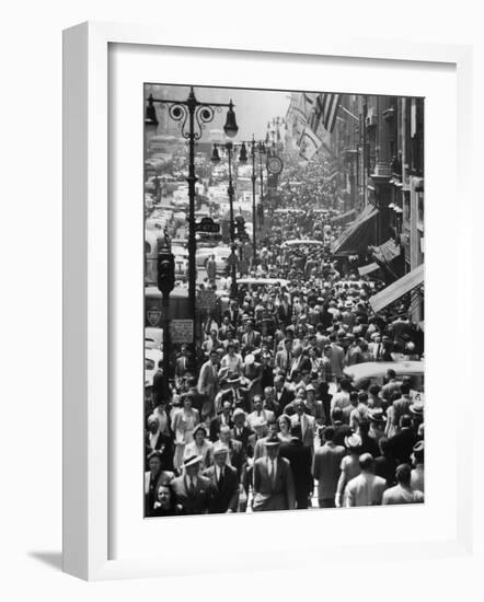 Crowds on Midtown Stretch of Fifth Avenue at Lunch Hour-Andreas Feininger-Framed Photographic Print