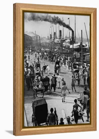 Crowds on the Bund in Shanghai-null-Framed Premier Image Canvas