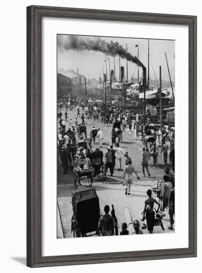 Crowds on the Bund in Shanghai-null-Framed Photographic Print