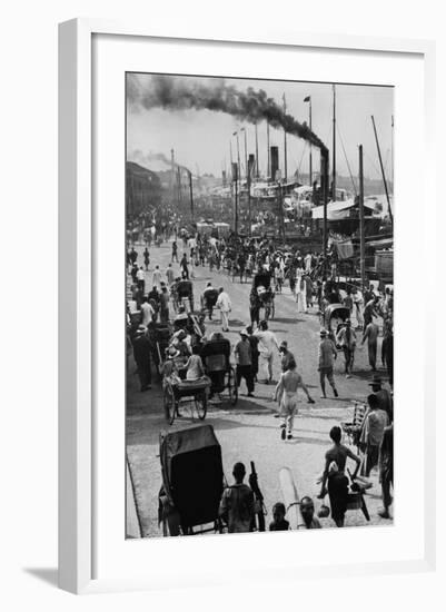 Crowds on the Bund in Shanghai-null-Framed Photographic Print