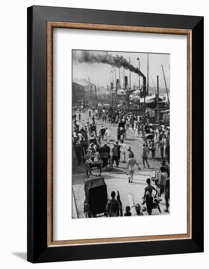 Crowds on the Bund in Shanghai-null-Framed Photographic Print