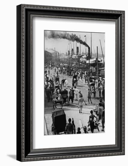 Crowds on the Bund in Shanghai-null-Framed Photographic Print