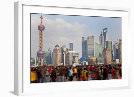 Crowds on the Bund, Shanghai, China-Peter Adams-Framed Photographic Print