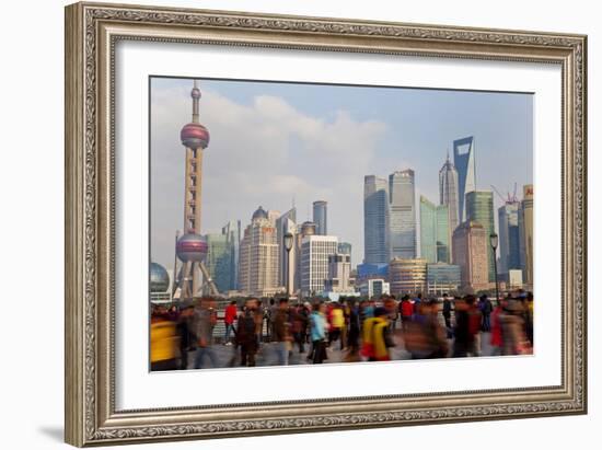 Crowds on the Bund, Shanghai, China-Peter Adams-Framed Photographic Print