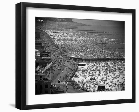 Crowds Thronging the Beach at Coney Island on the Fourth of July-Andreas Feininger-Framed Photographic Print