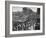 Crowds under Umbrellas on Street Outside Bombay Cotton Exchange During Monsoon Season-Margaret Bourke-White-Framed Photographic Print