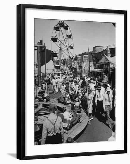 Crowds Walking Up and Down the Midway at a Carnival-William Vandivert-Framed Premium Photographic Print