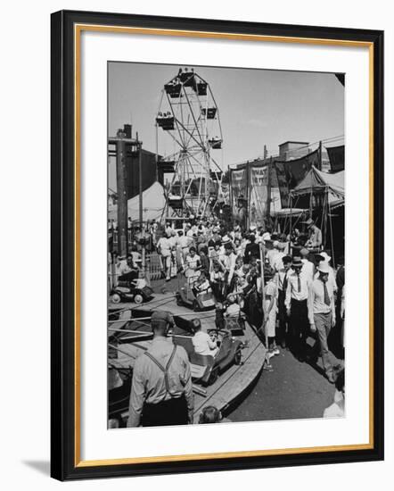 Crowds Walking Up and Down the Midway at a Carnival-William Vandivert-Framed Premium Photographic Print