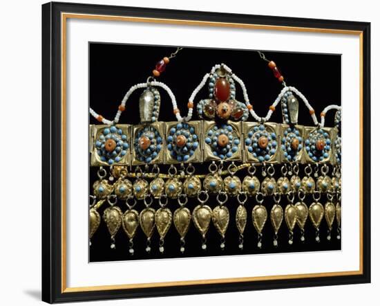 Crown of Silver-Gilt, Coral, Turquoise and Glass Paste from Samarkand, Uzbekistan-null-Framed Giclee Print