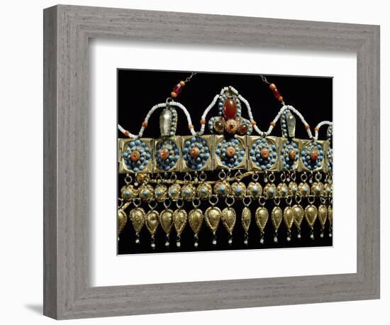 Crown of Silver-Gilt, Coral, Turquoise and Glass Paste from Samarkand, Uzbekistan-null-Framed Giclee Print