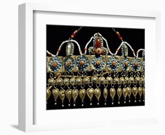 Crown of Silver-Gilt, Coral, Turquoise and Glass Paste from Samarkand, Uzbekistan-null-Framed Giclee Print