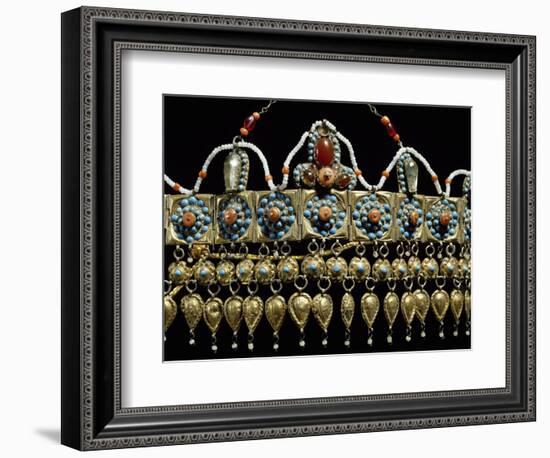 Crown of Silver-Gilt, Coral, Turquoise and Glass Paste from Samarkand, Uzbekistan-null-Framed Giclee Print