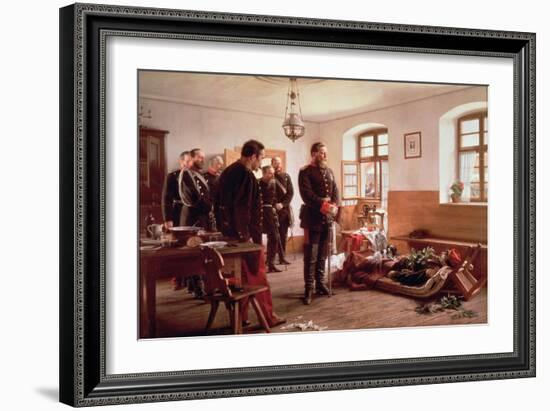 Crown Prince Frederick by the Corpse of General Douay at the Battle of Wissembourg, 1870-Anton Alexander von Werner-Framed Giclee Print