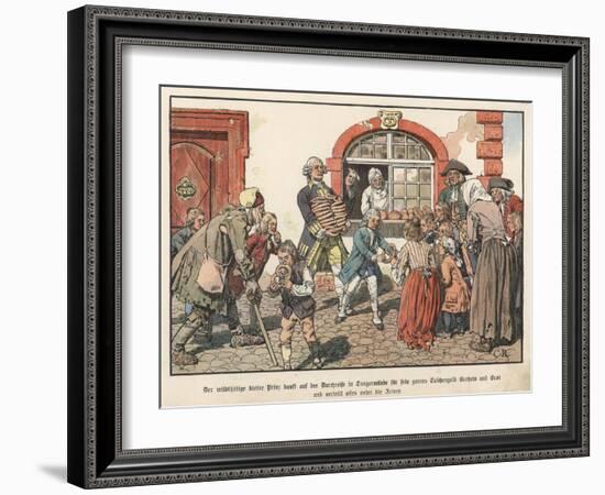 Crown Prince Frederick of Prussia Giving Bread to the Poor-Carl Rochling-Framed Giclee Print