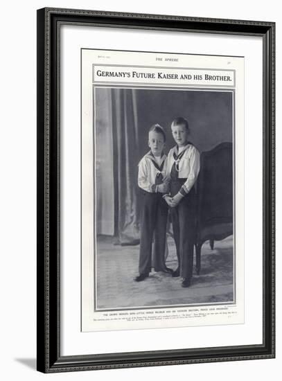 Crown Prince Wilhelm and Prince Louis Ferdinand, Sons of Kaiser Wilhelm II of Germany, 1913-null-Framed Photographic Print