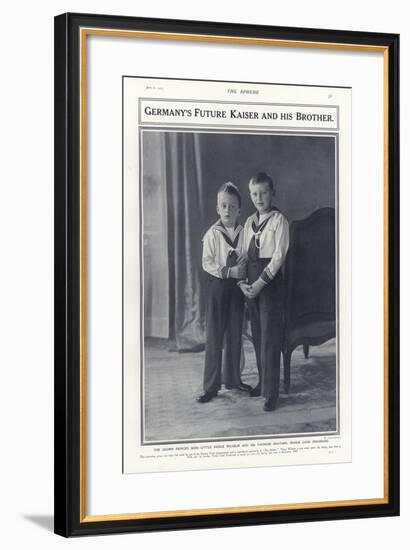 Crown Prince Wilhelm and Prince Louis Ferdinand, Sons of Kaiser Wilhelm II of Germany, 1913-null-Framed Photographic Print