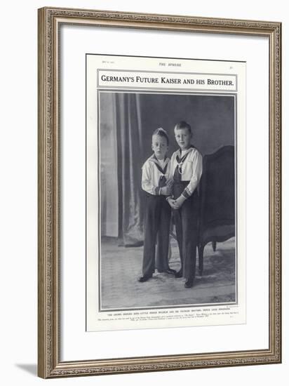 Crown Prince Wilhelm and Prince Louis Ferdinand, Sons of Kaiser Wilhelm II of Germany, 1913-null-Framed Photographic Print