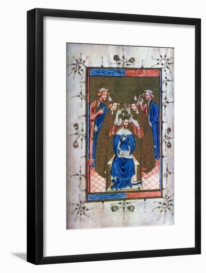 Crowning of a King, from the Liber Regalis, Westminster Abbey, 14th Century-null-Framed Giclee Print