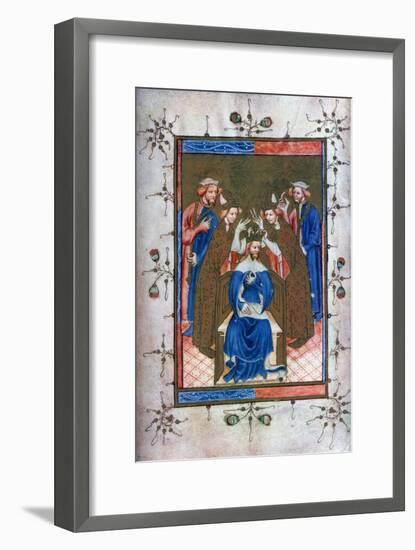 Crowning of a King, from the Liber Regalis, Westminster Abbey, 14th Century-null-Framed Giclee Print