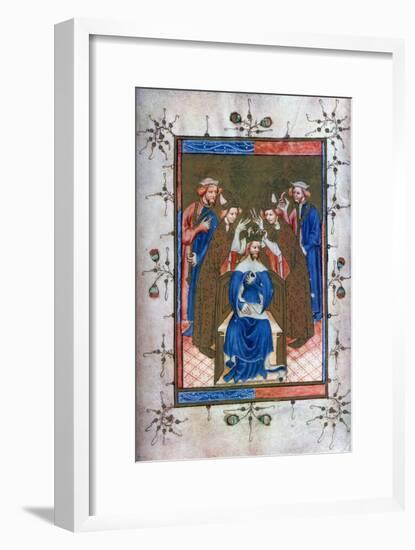 Crowning of a King, from the Liber Regalis, Westminster Abbey, 14th Century-null-Framed Giclee Print