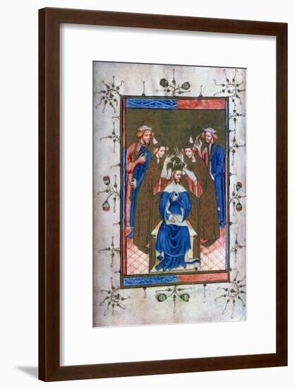 Crowning of a King, from the Liber Regalis, Westminster Abbey, 14th Century-null-Framed Giclee Print