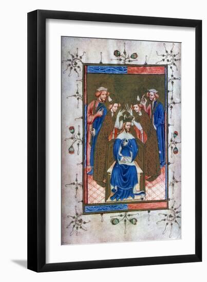 Crowning of a King, from the Liber Regalis, Westminster Abbey, 14th Century-null-Framed Giclee Print