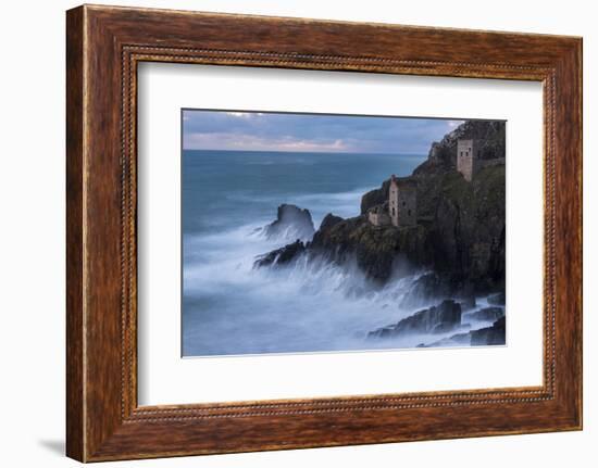 Crowns Engine house, coastal cliffs at Botallack head, Cornwall-Ross Hoddinott-Framed Photographic Print