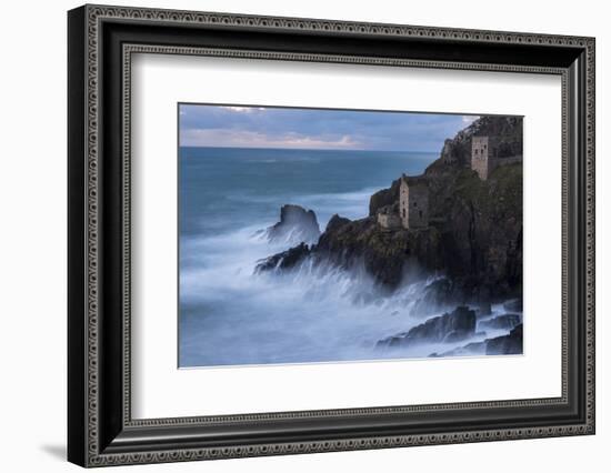 Crowns Engine house, coastal cliffs at Botallack head, Cornwall-Ross Hoddinott-Framed Photographic Print