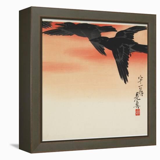Crows Flying at Sunset, C. 1888-Shibata Zeshin-Framed Premier Image Canvas