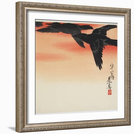 Crows Flying at Sunset, C. 1888-Shibata Zeshin-Framed Giclee Print