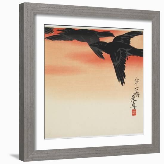 Crows Flying at Sunset, C. 1888-Shibata Zeshin-Framed Giclee Print