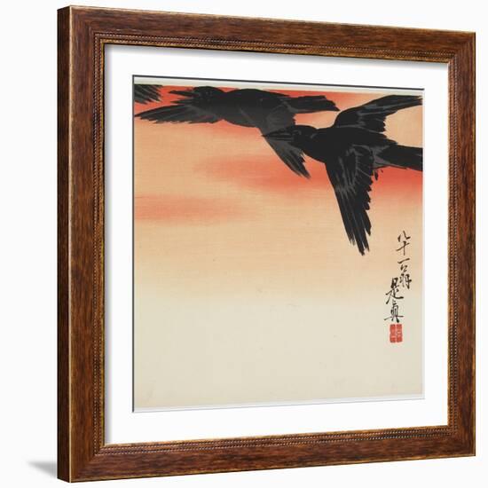 Crows Flying at Sunset, C. 1888-Shibata Zeshin-Framed Giclee Print