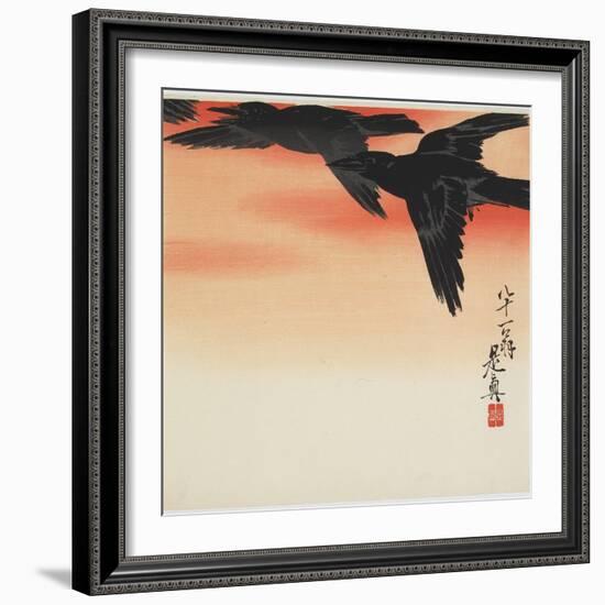 Crows Flying at Sunset, C. 1888-Shibata Zeshin-Framed Giclee Print